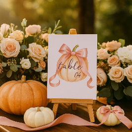 Tarjeta De Mesa Calabaza de color de agua Rótulo número de tabla d