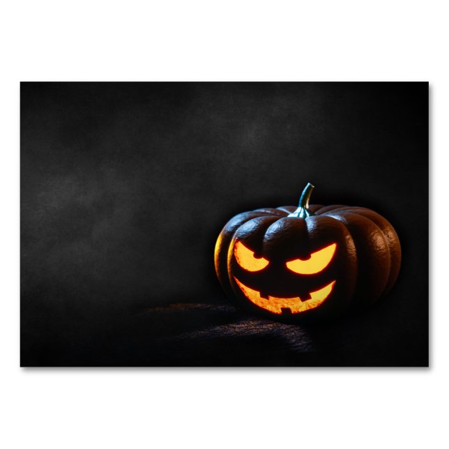 Tarjeta De Mesa Calabaza de Halloween Jack-O-Lantern Spooky (Anverso)