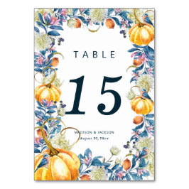 Tarjeta De Mesa Calabaza floral de la boda otoño