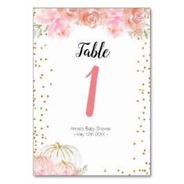 Tarjeta De Mesa Calabaza floral Número de tabla moderna