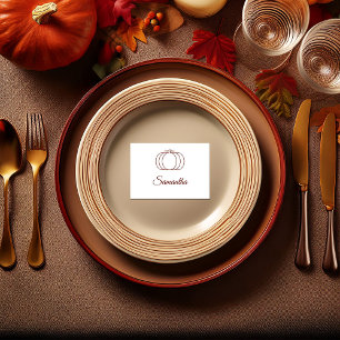 Tarjeta De Mesa Calabaza Marrón Moderna Acción de Gracias/Fiesta d