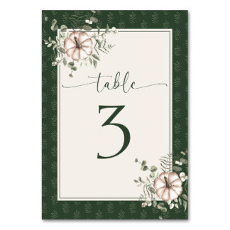 Tarjeta De Mesa Calabazas de Acuarela Rústica Delicada Verde
