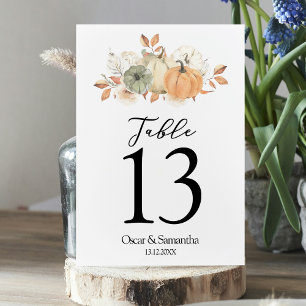 Tarjeta De Mesa Calabazas y flores acuáticas de otoño