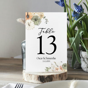 Tarjeta De Mesa Calabazas y flores acuáticas modernas