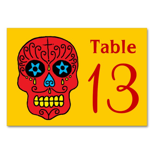 Tarjeta De Mesa Calavera de Azúcar (Anverso)
