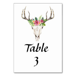 Tarjeta De Mesa Calavera Floral Tropical Boho