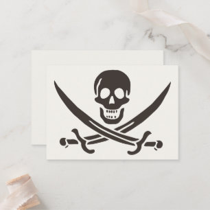 Tarjeta De Mesa Calavera obsidiana espada Bandera pirata de Calico