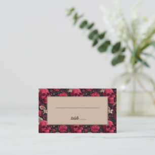Tarjeta De Mesa Calaveras Florales Góticas Rojas Misteriosas