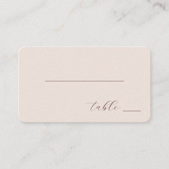 Tarjeta De Mesa Caligrafía Beige Minimalista (Anverso)