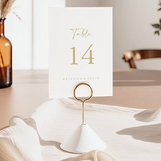 Tarjeta De Mesa Caligrafía Boda de oro elegante moderno (Subido por el creador)