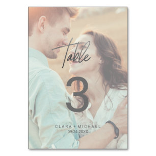 Tarjeta De Mesa Caligrafía caprichosa Silver Photo Table Number