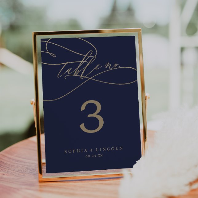 Tarjeta De Mesa Caligrafía de la Marina Romántica | Número de tabl (Subido por el creador)