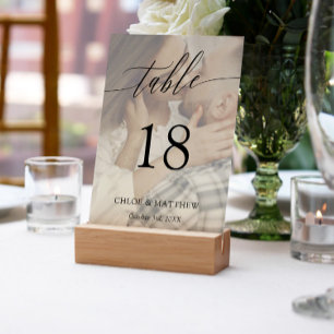 Tarjeta De Mesa Caligrafía Delicada - Foto Personalizado