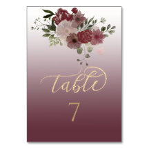 Caligrafía dorada floral acuarela de color burgund