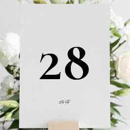 Tarjeta De Mesa Caligrafía editable Elegante Boda blanco negro