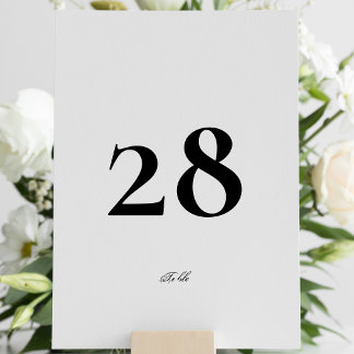 Tarjeta De Mesa Caligrafía editable Elegante Boda blanco negro