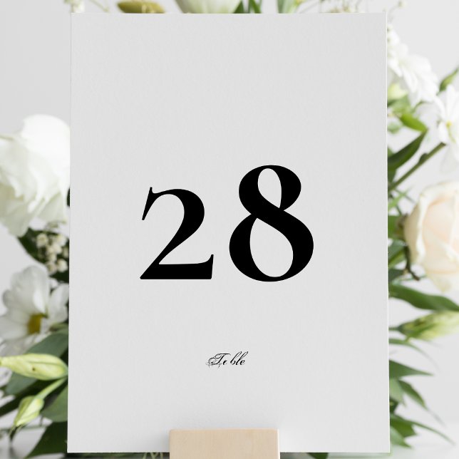 Tarjeta De Mesa Caligrafía editable Elegante Boda blanco negro (Subido por el creador)