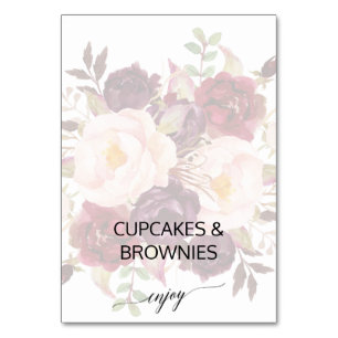 Tarjeta De Mesa Caligrafía elegante Faded Floral Buffet Labs