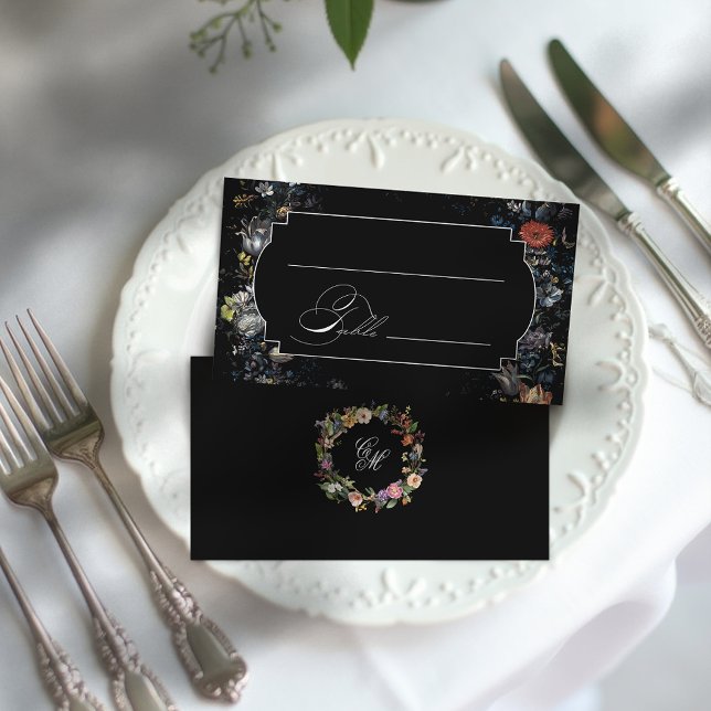 Tarjeta De Mesa Caligrafía floral negra Bella Artes (Subido por el creador)