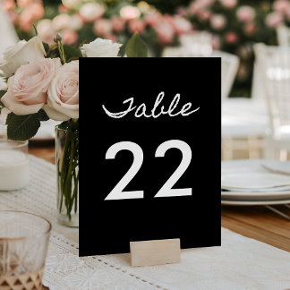 Tarjeta De Mesa Caligrafía informal en blanco y negro