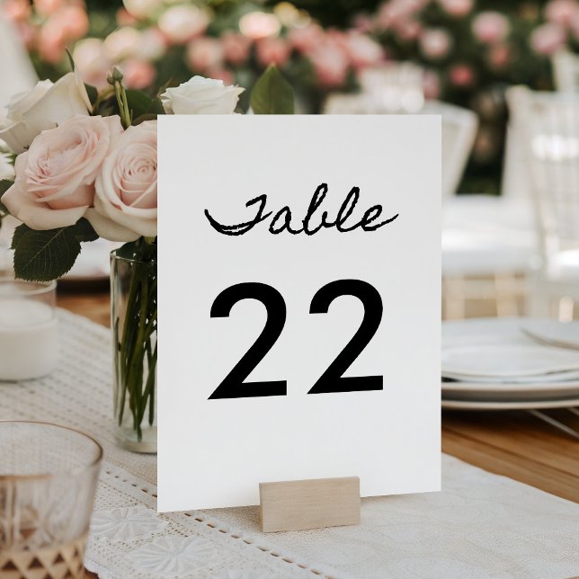 Tarjeta De Mesa Caligrafía informal negra (Black Casual Calligraphy Table Number)