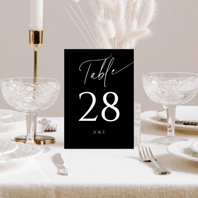 Tarjeta De Mesa Caligrafía Minimalista Delicada Boda Negro (Subido por el creador)