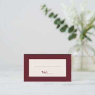 Tarjeta De Mesa Caligrafía minimalista granate elegante