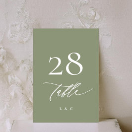 Tarjeta De Mesa Caligrafía moderna blanca y verde simple