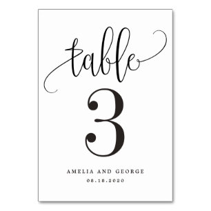 Tarjeta De Mesa Caligrafía preciosa Número de tabla de COLOR EDITA