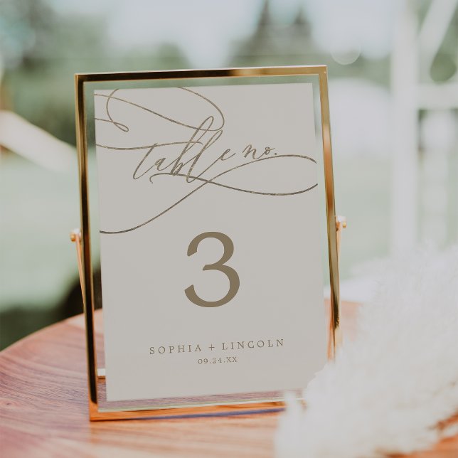 Tarjeta De Mesa Caligrafía romántica de oro | Marfil Florece (Subido por el creador)