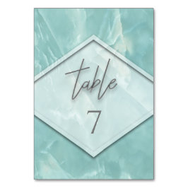 Tarjeta De Mesa Caligrafía romántica geométrica de mármol verde az