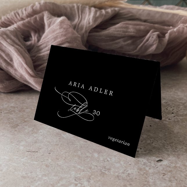 Tarjeta De Mesa Caligrafía romántica Menú negro Opciones de las ta (Subido por el creador)