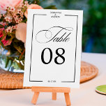 Tarjeta De Mesa Caligrafía romántica número de tabla de moda blanc<br><div class="desc">Caligrafía romántica número de tabla de moda blanca negra</div>