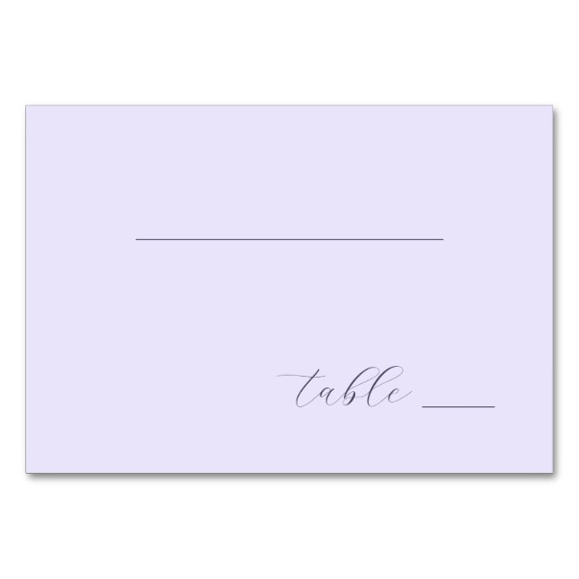 Tarjeta De Mesa Caligrafía Serena de Lavanda (Anverso)