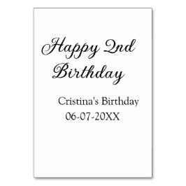 Tarjeta De Mesa caligrafía simple mínimo feliz segundo cumpleaños