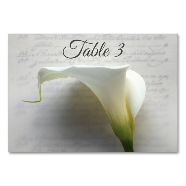 Tarjeta De Mesa Calla lily escribe a mano (Anverso)