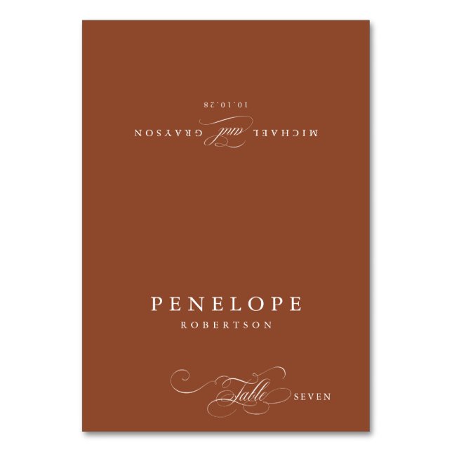 Tarjeta De Mesa Calligraphy Terracotta Boho Guest Name Place Card (Anverso)