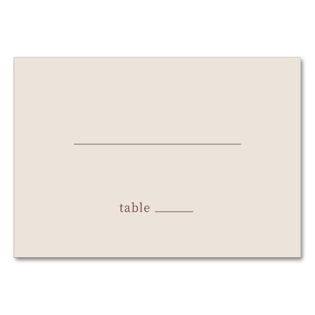 Tarjeta De Mesa Calm Beige Minimalist Table Card (Anverso)