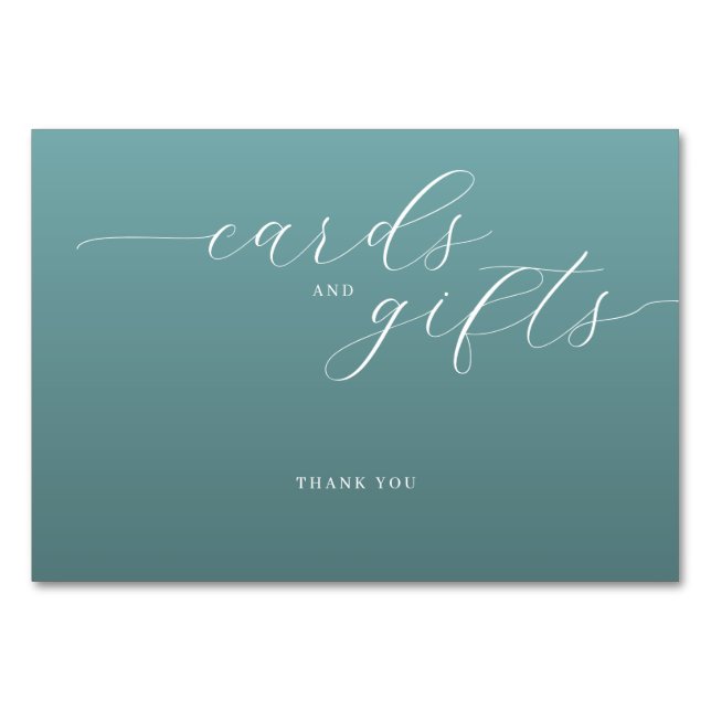 Tarjeta De Mesa Calm Teal Minimalist Gratitude Sign (Anverso)