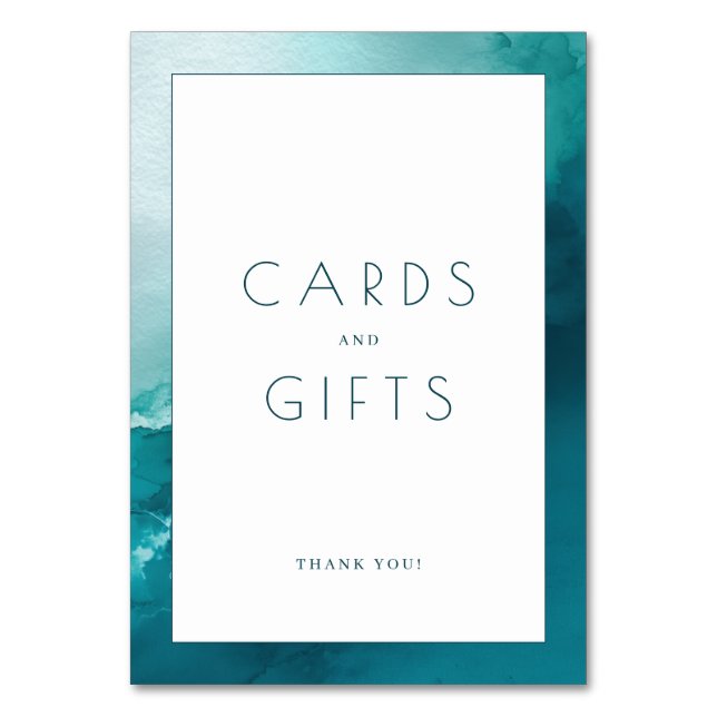 Tarjeta De Mesa Calm Teal Watercolor Gratitude Card (Anverso)