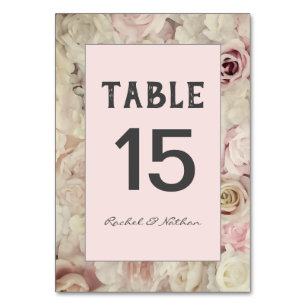 Tarjeta De Mesa Cama Vintage de Rosas Número de Tabla Floral