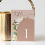 Tarjeta De Mesa Camellia vintage de Bloom. Boda de escritura rosa<br><div class="desc">Elegante boda de escritura floral Número de tabla con camellia vintage en flor en tonos rosa pálido pastel,  rubor polvoriento,  color crema. Por favor,  contáctame si necesitas artículos adicionales.</div>