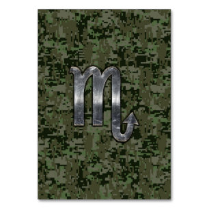 Tarjeta De Mesa Camo digital Scorpio Zodiac Rótulo Woodland