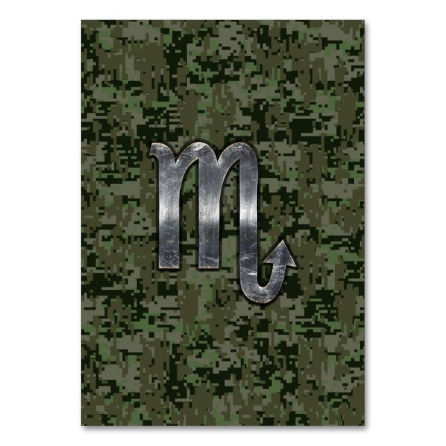 Tarjeta De Mesa Camo digital Scorpio Zodiac Rótulo Woodland (Anverso)