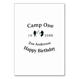 Tarjeta De Mesa Campamento un feliz cumpleaños nombre fecha campin