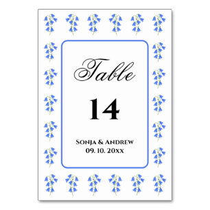 Tarjeta De Mesa Campanillas azules