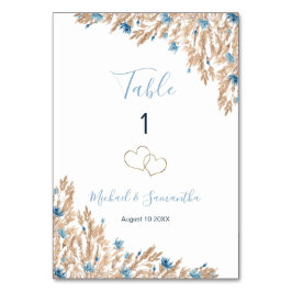 Tarjeta De Mesa Campos de boda del país azul pálido