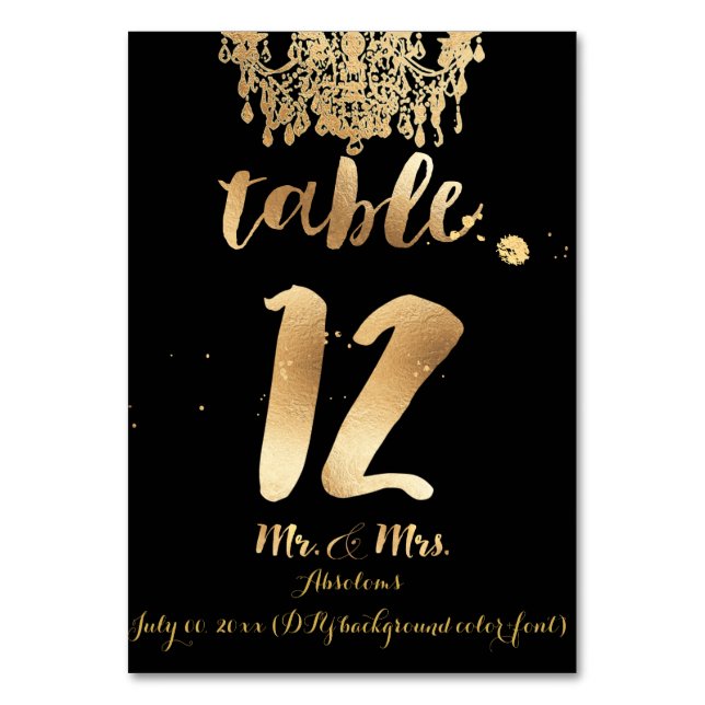 Tarjeta De Mesa Candelabro de PixDezines/Faux Gold/Table 12 (Anverso)