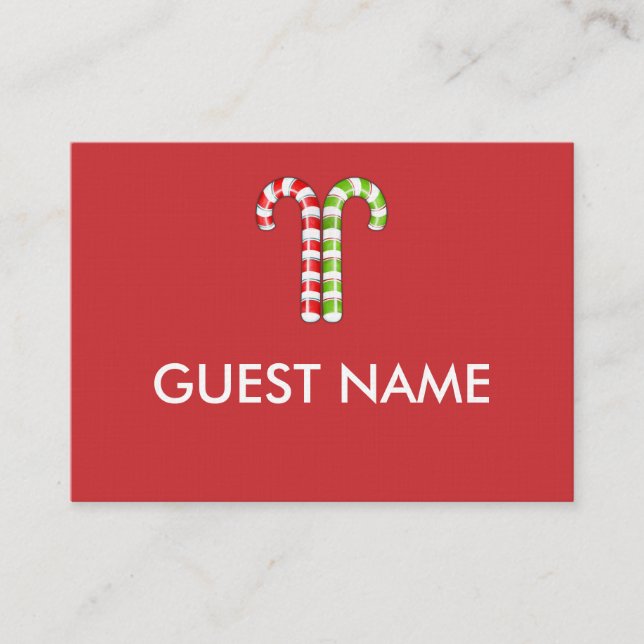 Tarjeta De Mesa Candy Canes Red Green Dinner Place Card (Anverso)