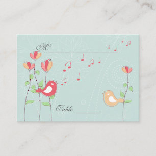 Tarjeta De Mesa Cantando Aves con Flores Lugar Boda